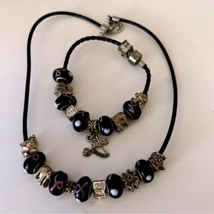 Nordstrom Purple beaded Charm bracelet and necklace